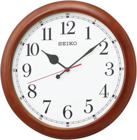 Seiko Clock Wall Clock Office Type Radio Analog Large Wooden Frame Tea Wood KX238B