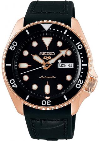SEIKO 5 SPORTS Automatic Mechanical SRPD76K1 Black x Pink Gold Leather Belt Black (Domestic part number SBSA028)