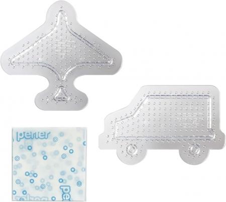 Kawada Perler Beads Shape Plate Set Airplane and Car (Transparent) Ages 5 and up Iron Beads Toy Hobby 80-30033