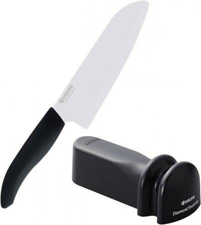 Kyocera Knife Fine Ceramic Santoku Knife Sharpener Gift Pack Black Kyocera GF-140BK-DS