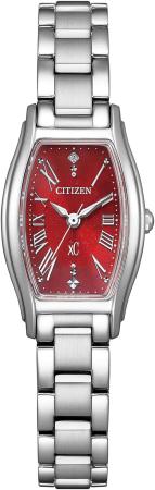 CITIZEN xC Watch Tonneau Shape Diamond Sapphire Crystal EW5541-50W Women's Silver Red