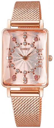 SEIKO WIRED f WIRED f Glitter Perfume Bottle Image Dial with Swarovski Cut Hard Rex Glass AGEK452 Ladies Gold