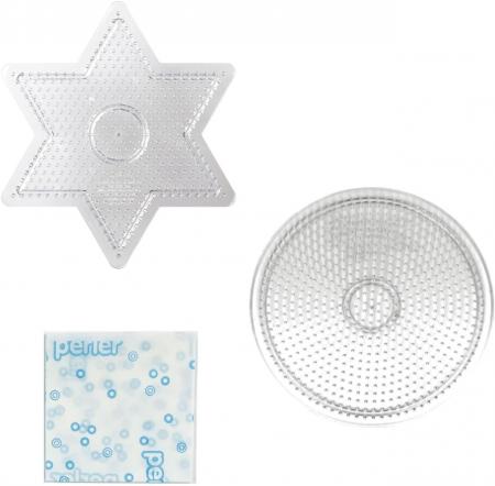 Kawada Perler Beads Plate Set L Round and Star Shape (Transparent) Ages 5 and Up Iron Beads Toy Hobby 80-30027