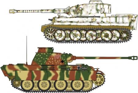 Hasegawa 30067 1/72 German Army Tiger I & Panther G Main Battle Tank Combo Plastic Model