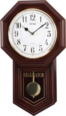 RHYTHM Pillar Wall Clock Analog Pendulum Electronic Chime Wood Brown (Semi-Gloss Finish) Bengler R 4MJA03RH06