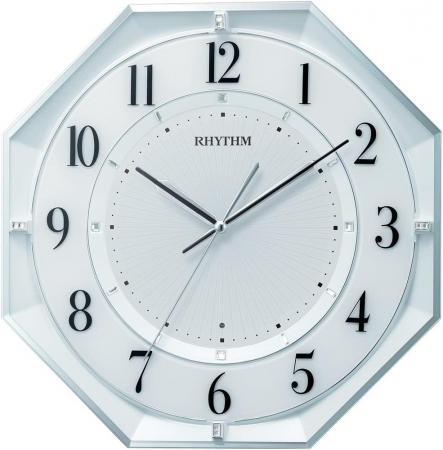 RHYTHM Wall Clock White Pearl 31.7x31.7x5.1cm Radio Clock Quiet Continuous Second Hand Energy Saving Interior Gypsum Board Compatible 8MY552SR03