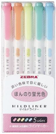 Zebra highlighter mild liner, slightly fluorescent color, 5 colors, 10 pieces B-WKT7-5C