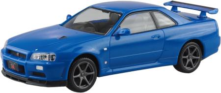 Aoshima Bunka Kyozai 1/32 Rakupla Snap Kit No.12-BB Nissan R34 Skyline GT-R Bayside Blue Pre-Colored Plastic Model (Automobile)