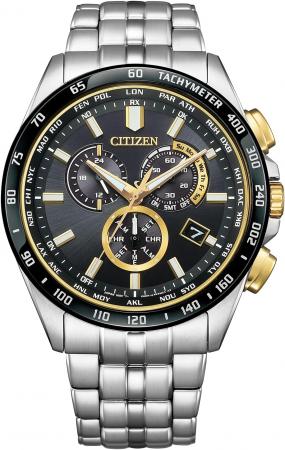 CITIZEN Wristwatch Light-powered Eco-Drive Radio-controlled Waterproof HINODE Collection Limited Edition CB5879-53E Men's Silver Gold Black