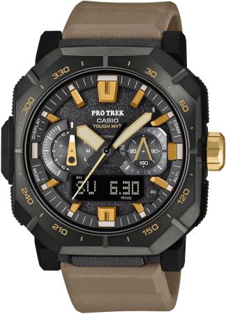 Casio Pro Trek Climber Line Watch (Official Japanese Product) with Bluetooth, Radio-Controlled Solar Power, Sapphire Crystal, and Eco-Friendly Materials, PRW-B1000-5JF, Men's, Brown