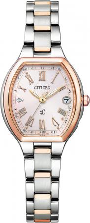 Citizen xC Basic Collection Eco-Drive Radio Clock Happy Flight ES9364-57W Ladies Pink Gold Ladies Silver