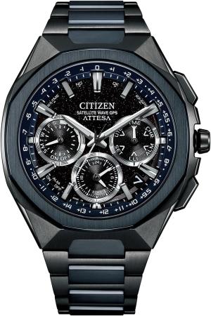 CITIZEN Watch Attesa Light-Powered Eco-Drive GPS Radio-Controlled Waterproof Limited Edition Blue Universe Collection Lightweight CC4106-74E Men's Black Blue