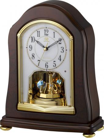 RHYTHM Radio Clock Table Clock RHG-S53 Crystal Rotating Decoration Wooden Frame 4RY688HG06
