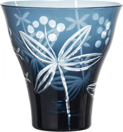 Toyo Sasaki Glass Tumbler Blue 350ml Kiriko Kinuta Grass HG109-51BG