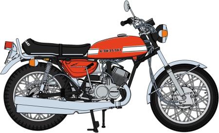 Hasegawa 1/12 Scale Kawasaki 500-SS/MACH III (H1A) Red Plastic Model Kit 21775 (Motorcycle)