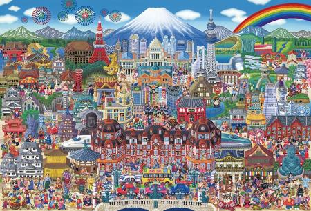 (Made in Japan) Beverly 1000-piece jigsaw puzzle: A collection of famous Japanese landmarks! (49 x 72) 1000-097