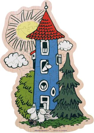 Moomin House 100-Piece Jigsaw Puzzle, Wooden Puzzle Rigmy (19.1 x 27.3 cm), 37-07, Includes Piece Request Postcard, Instruction Manual, and Wooden Easel