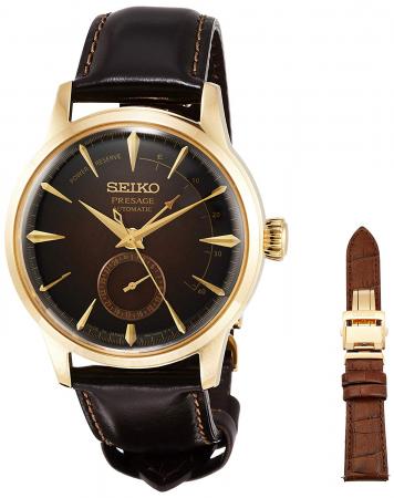SEIKO Watch Presage Mechanical Mechanical Limited to 8,000 with a replacement band Amber dial with power reserve Box type hard rex see-through back SARY136 Men's Brown