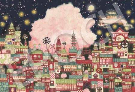 1053 Piece Jigsaw Puzzle Night Sakura Phantom Tower Super Small Piece (26 × 38cm)