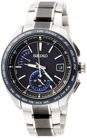 SEIKO BRIGHTZ Solar Radio Sporty Line Carbon Black Dial Titanium Model Sapphire Glass SAGA261 Men's Silver