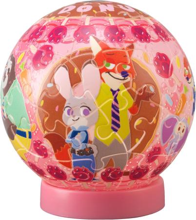 Disney Twinkle Magic/Zootopia 61-Piece 3D Spherical Puzzle Lumi Orb (7.6x7.6x7.4cm) 2003-520 Includes a piece request postcard, rechargeable LED unit, charging cord, base, and instruction manual