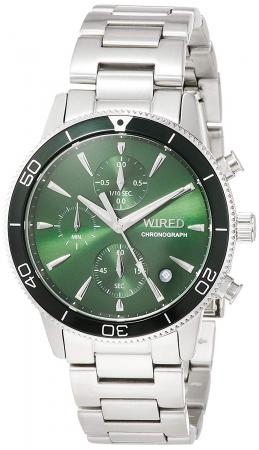 SEIKO Watch Wired Chronograph with Green Dial Curve Hard Rex AGAT430 Men's Silver