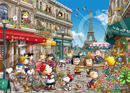 Epoch 3000 Small Piece Jigsaw Puzzle PEANUTS Snoopy in Paris (73 x 102 cm) 21-401 with Glue, Spatula and Score Ticket EPOCH