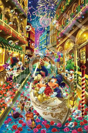 EPOCH 1000-Piece Jigsaw Puzzle, Disney Mickey & Friends - Venetian Journey (50x75cm), 97-709s, Decorative Collage, Includes Glue, Spatula, and Decorative Stickers