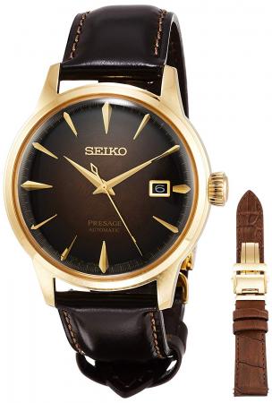 SEIKO Wristwatch Presage Mechanical Mechanical Limited 8,000 with Replacement Band Scarlet Dial Box Type Hard Rex See-through Back SARY134 Men's Brown