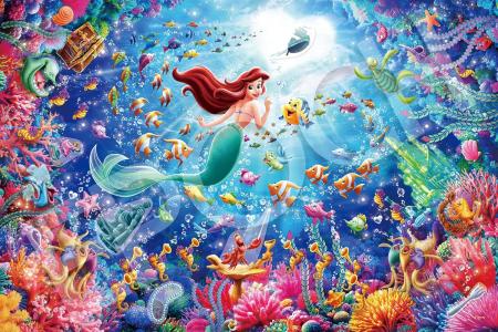 EPOCH 1000 Piece Jigsaw Puzzle Disney Ariel-To The Light (50 x 75 cm) 97-706s with Glue, Spatula and Decorative Stickers