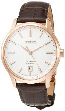 SEIKO Wristwatch Presage Mechanical White Dial Dual Curve Sapphire Glass See-through Back SARY142 Men's Brown