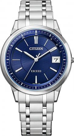 CITIZEN Exceed Eco Drive Radio Clock Thin Elegant Dress Watch AS7150-51L Men's Silver