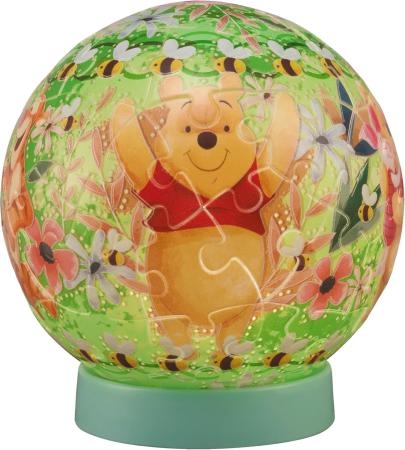 Disney Twinkle Magic/Winnie the Pooh 61-Piece 3D Spherical Puzzle Lumi Orb (7.6x7.6x7.4cm) 2003-524 Includes a piece request postcard, rechargeable LED unit, charging cord, base, and instruction manual