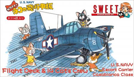 Sweet 1/144 Airplane Series Cute! Cat Flight Deck (USNAVY) 14 Cats Plastic Model 14138