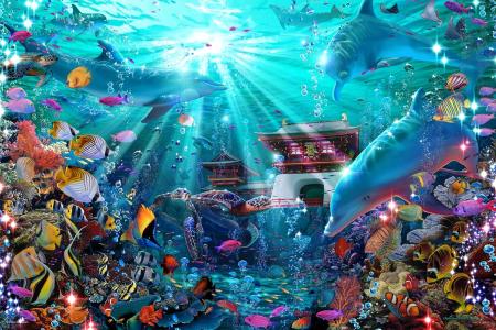 Yanoman (Made in Japan) 1000-piece jigsaw puzzle LASSEN Castle Under the Sea (50x75cm) 10-1490 Comes with glue, spatula, piece request postcard, service card, and jigsaw puzzle instruction manual