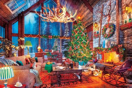 Yanoman (Yanoman) (Made in Japan) 1000-Piece Jigsaw Puzzle: Snowy Night in Christmas Living (50x75cm) 10-1498, Includes Piece Request Postcard, Self-Adhesive Spatula, Service Card, and Jigsaw Puzzle Instructions