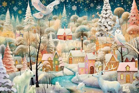 Yanoman (Yanoman) (Made in Japan) 1000-Piece Jigsaw Puzzle Winter Wonderland (50x75cm) 10-1497 Includes a piece request postcard, adhesive, a spatula, a service card, and a jigsaw puzzle instruction manual