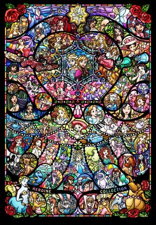 500Pieces Puzzle Disney & Disney/Pixar Heroine Collection Stained Glass Gyutto Series (Stained Art) (25x36cm)