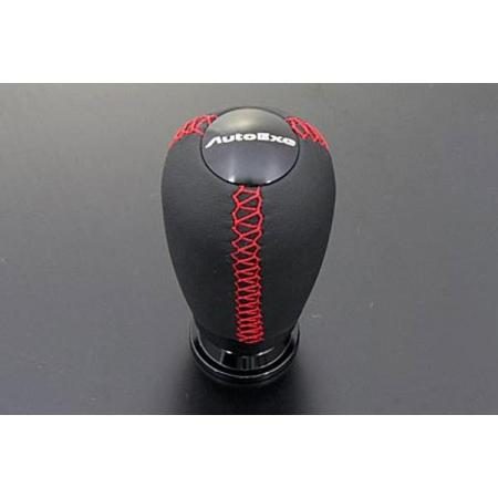 AutoExe Leather Shift Knob (Genuine Leather) with Red Stitching for RX-8 SE3P Automatic Transmission (Gate Type)