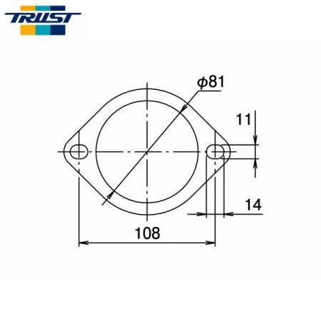 TRUST Muffler Flange, 80mm Diameter, Oval, Steel, t=11mm