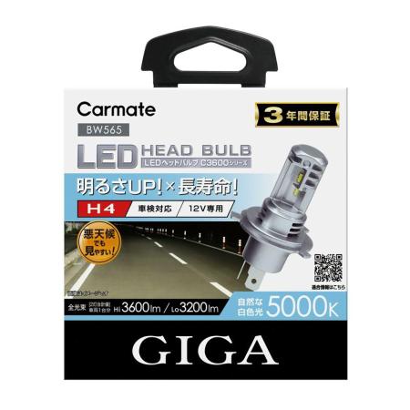 CARMATE GIGA LED Head Bulb C3600 BW565 5000K H4