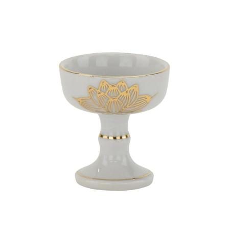 Cuenco de arroz budista, accesorio para altar budista, ofrenda de arroz. Cuenco de arroz budista pequeño, Loto de oro blanco, K. de Hasegawa Buddhist Altar.