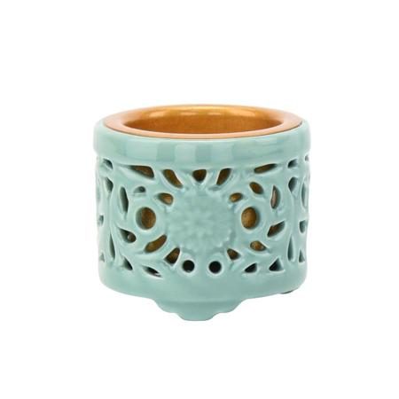 Celadon incense burner, Otani-sect, East style, openwork, Buddhist altar accessory 