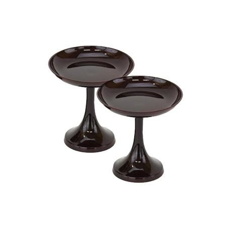 Pair of wooden high-rise bowls, suitable for offerings, Buddhist altarware, bon lanterns, and plastic 