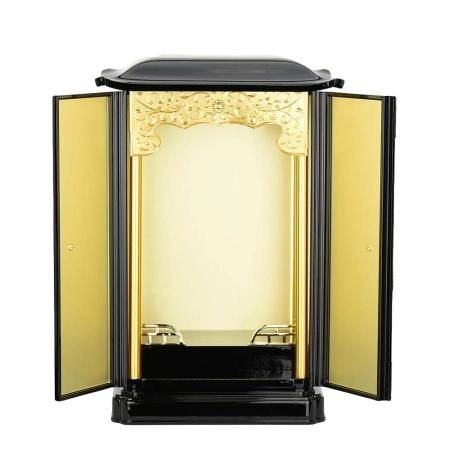 Mini Buddhist altar with a Buddhist statue case 