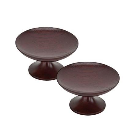 A pair of modern wooden takatsuki (high cups) made of quince and yubi (bean) with a design of soy sauce, sesame, and peanuts. Perfect for offerings, Buddhist altar accessories, and bon lanterns.