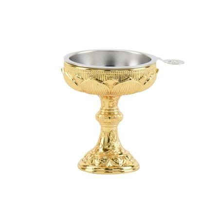 Buddhist rice bowl, Buddhist altar accessory, rice offering, dropper, brass metal 