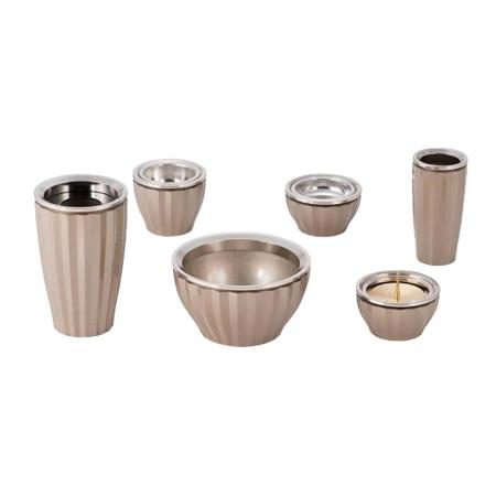 Modern, miniature, brown Buddhist altar set, 