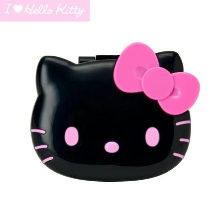 Hello Kitty Compact Hair Brush with Mirror (I Love Hello Kitty) Black