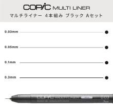 COPIC Too Copic Multiliner 4-Piece Set, Black, Set A 11787051-00001